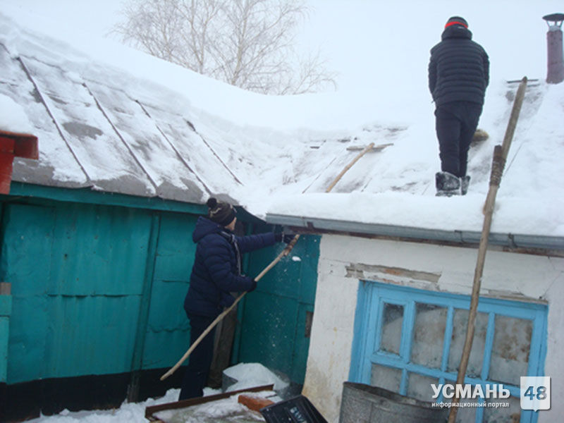 В Усманском районе добровольцы вышли на уборку снега
