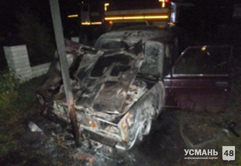В Усмани сгорел автомобиль