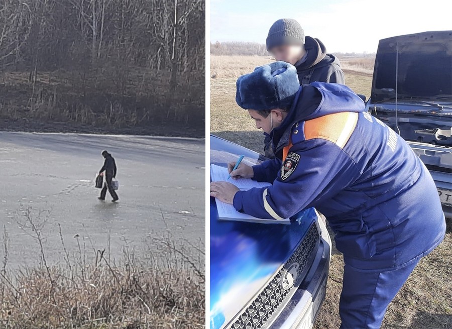 В Усманском районе штрафуют выходящих на тонкий лед рыбаков.