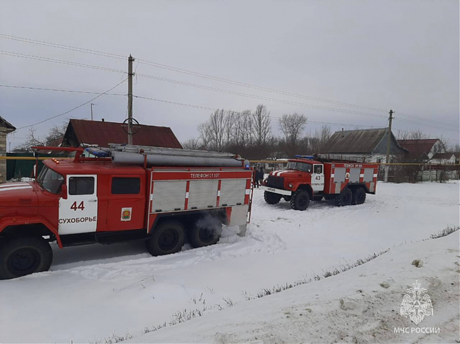 Два пожарных расчета тушили горящий дом в селе Кривка Усманского района.
